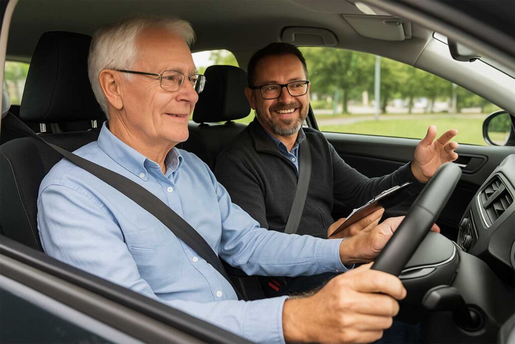 Older Driver Lesson & Assessment in assessor's vehicle